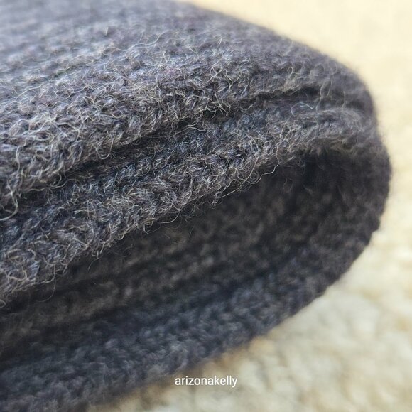 NWOT Extra Fine Merino Wool Scarf Italian Yarn Charcoal Grey Ribbed - Picture 2 of 13